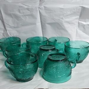 Vintage Imdiana Tiara  Spruce Green Cups Set Of 8.....B25